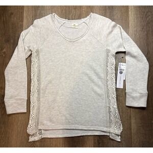 NWT O'Neill Long Sleeve White Shirt With Lace Details Size Large New #1099